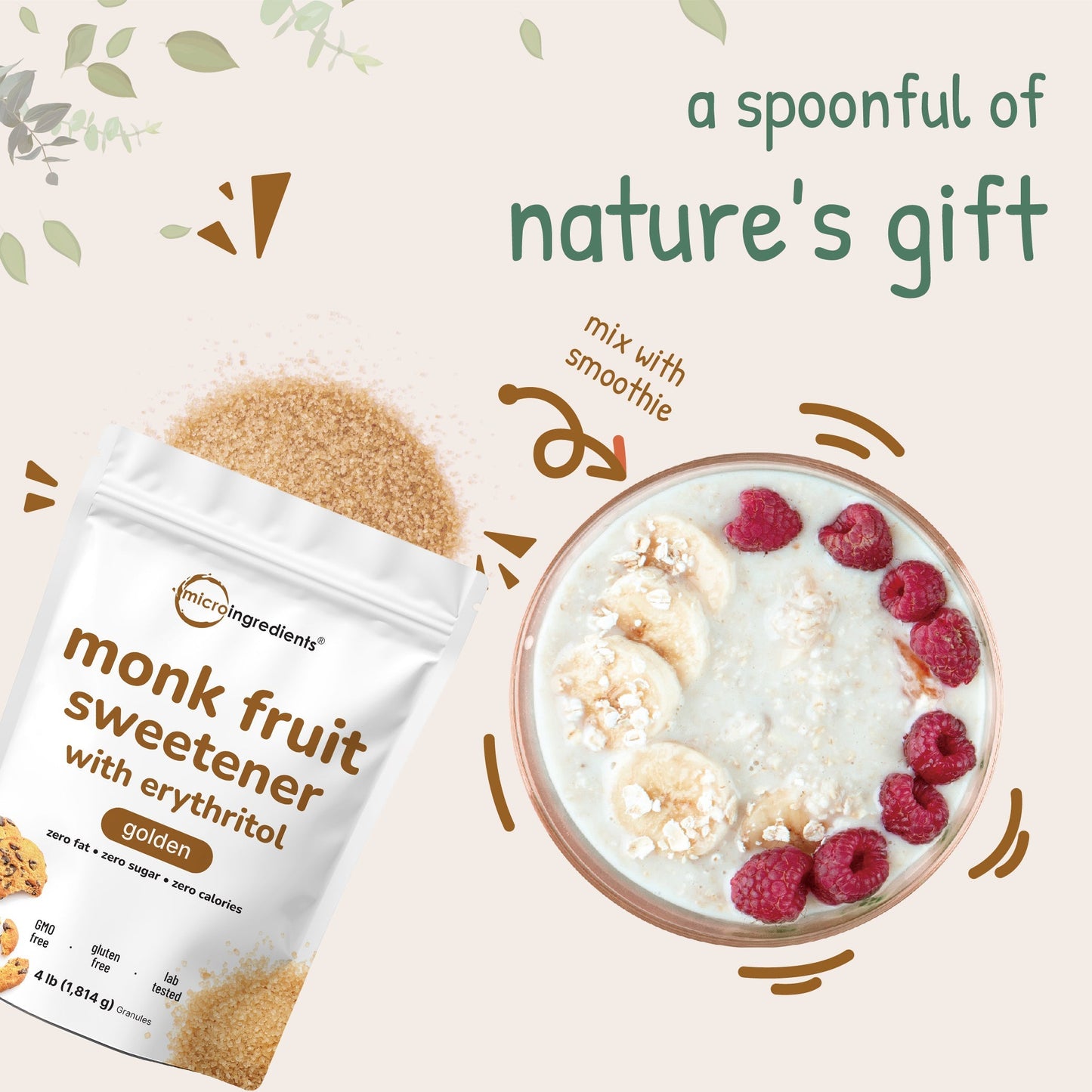 Micro Ingredients Golden Monk Fruit Sweetener with Erythritol
