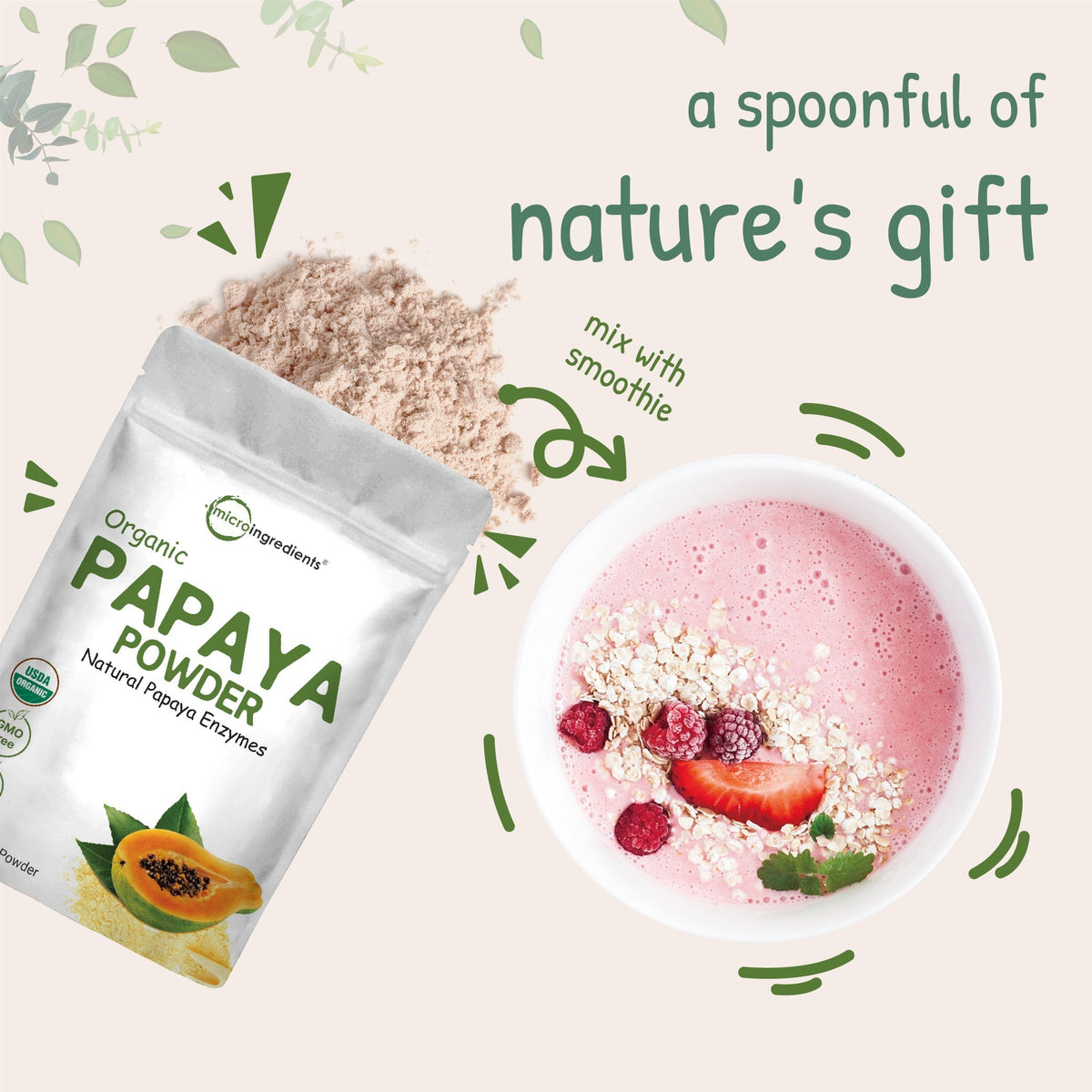 Micro Ingredients Organic Papaya Powder 8 Ounce