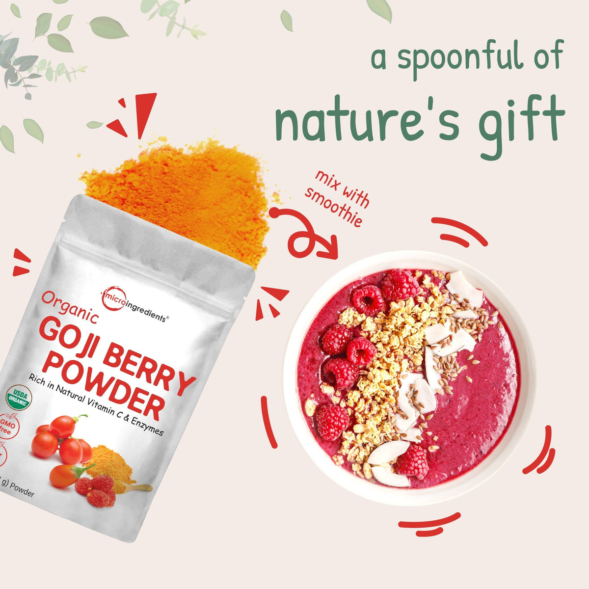 Micro Ingredients Organic Goji Berry Powder-1lb