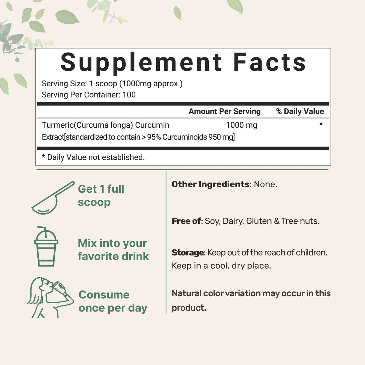 Micro Ingredients Turmeric Curcumin Powder 100g