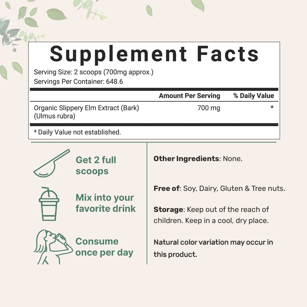 Micro Ingredients Organic Slippery Elm Bark Powder 1lb