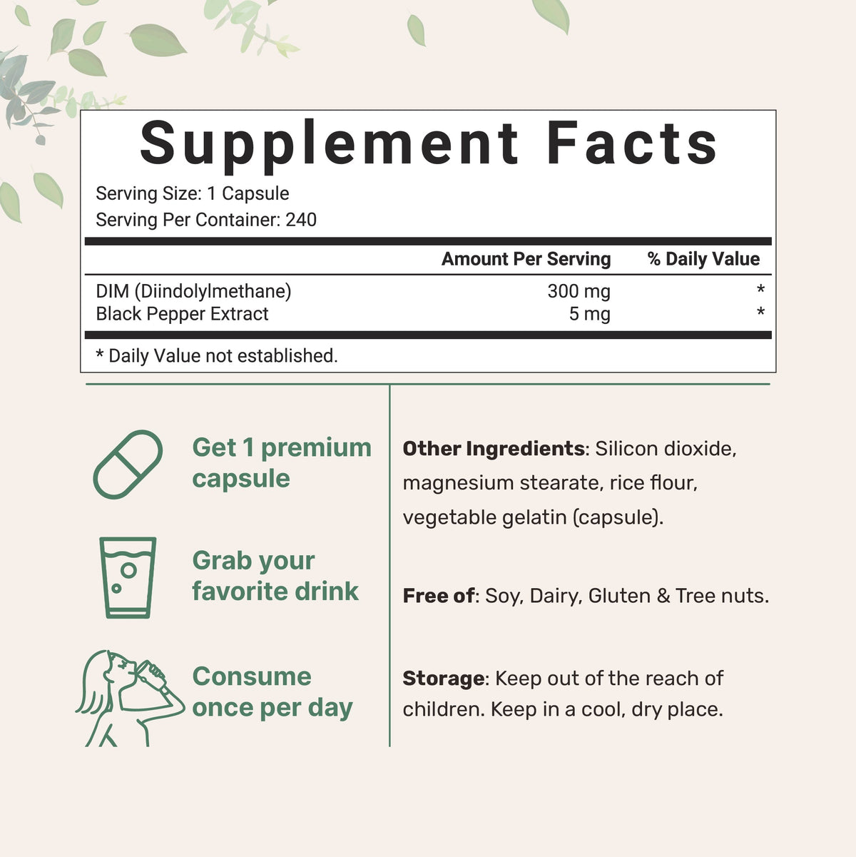 Micro Ingredients DIM Supplement with Black Pepper Extract, 240 capsules