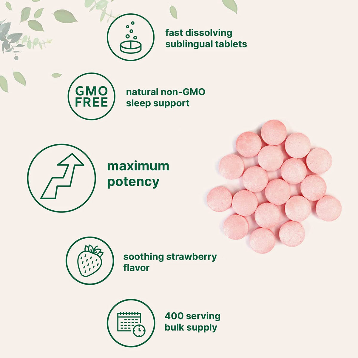 Micro Ingredients Melatonin 20mg Tablets, 400 Counts, Natural Strawberry Flavor