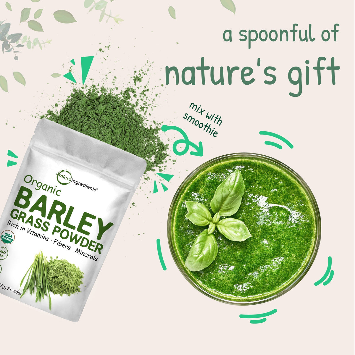 Micro Ingredients Organic Barley Grass Powder, 16oz