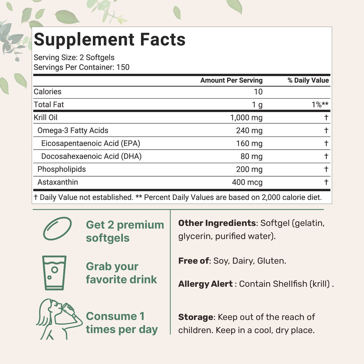 Micro Ingredients Antarctic Krill Oil 1000mg with Omega 3
