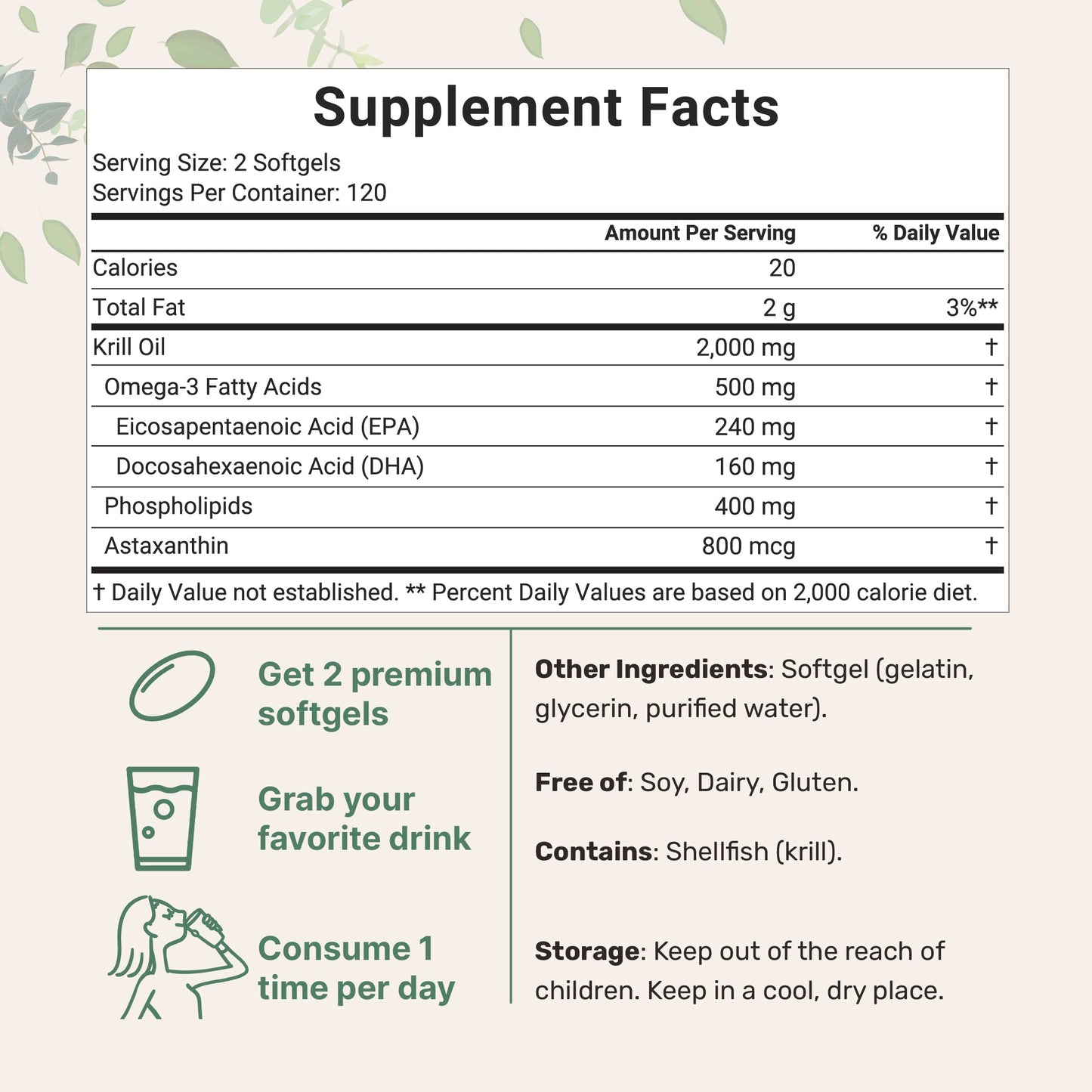 Micro Ingredients Antarctic Krill Oil 2000mg, 240 softgels