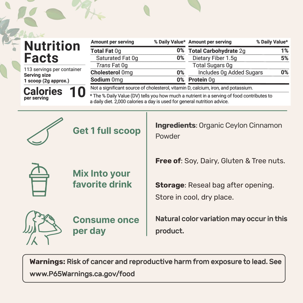 Micro Ingredients Organic Ceylon Cinnamon Powder