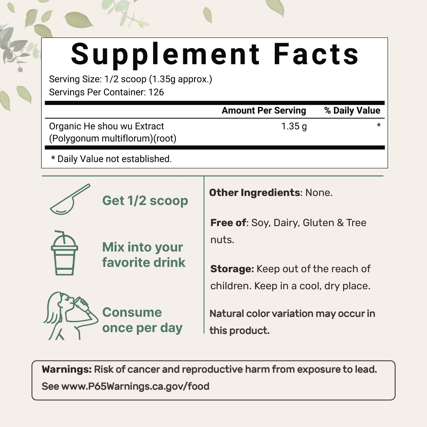 Micro Ingredients Organic Fo-Ti Powder, 6oz