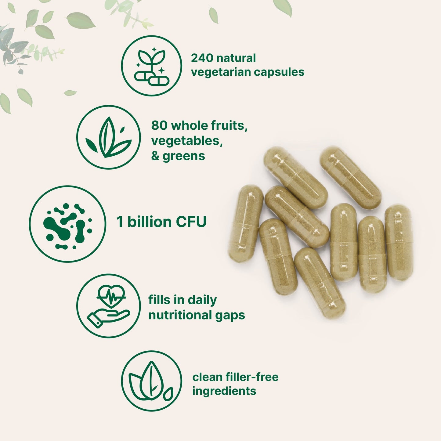 Micro Ingredients Fruits + Veggies and Probiotics, 240 Vegetarian Capsules
