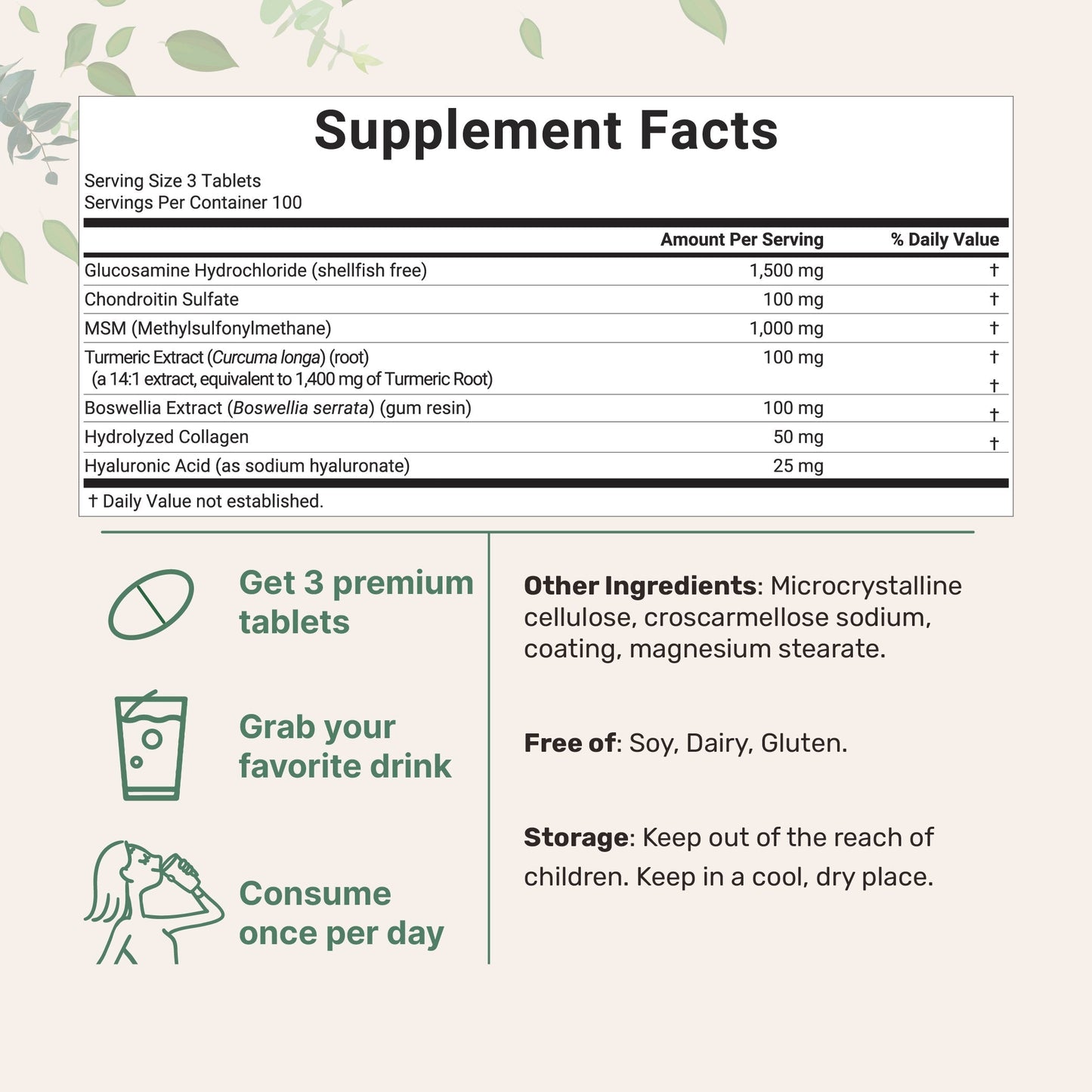 Micro Ingredients Glucosamine Chondroitin MSM and Turmeric Supplement