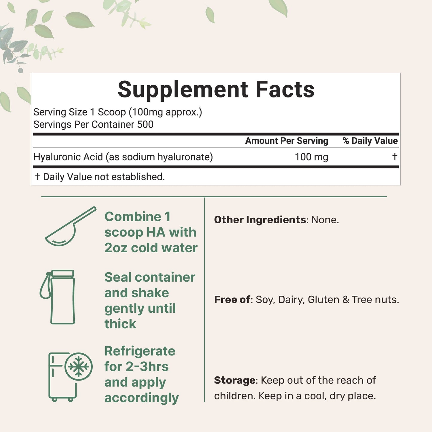 Micro Ingredients Hyaluronic Acid Powder, DIY Facial Serum, Skin Hydration Care Formula