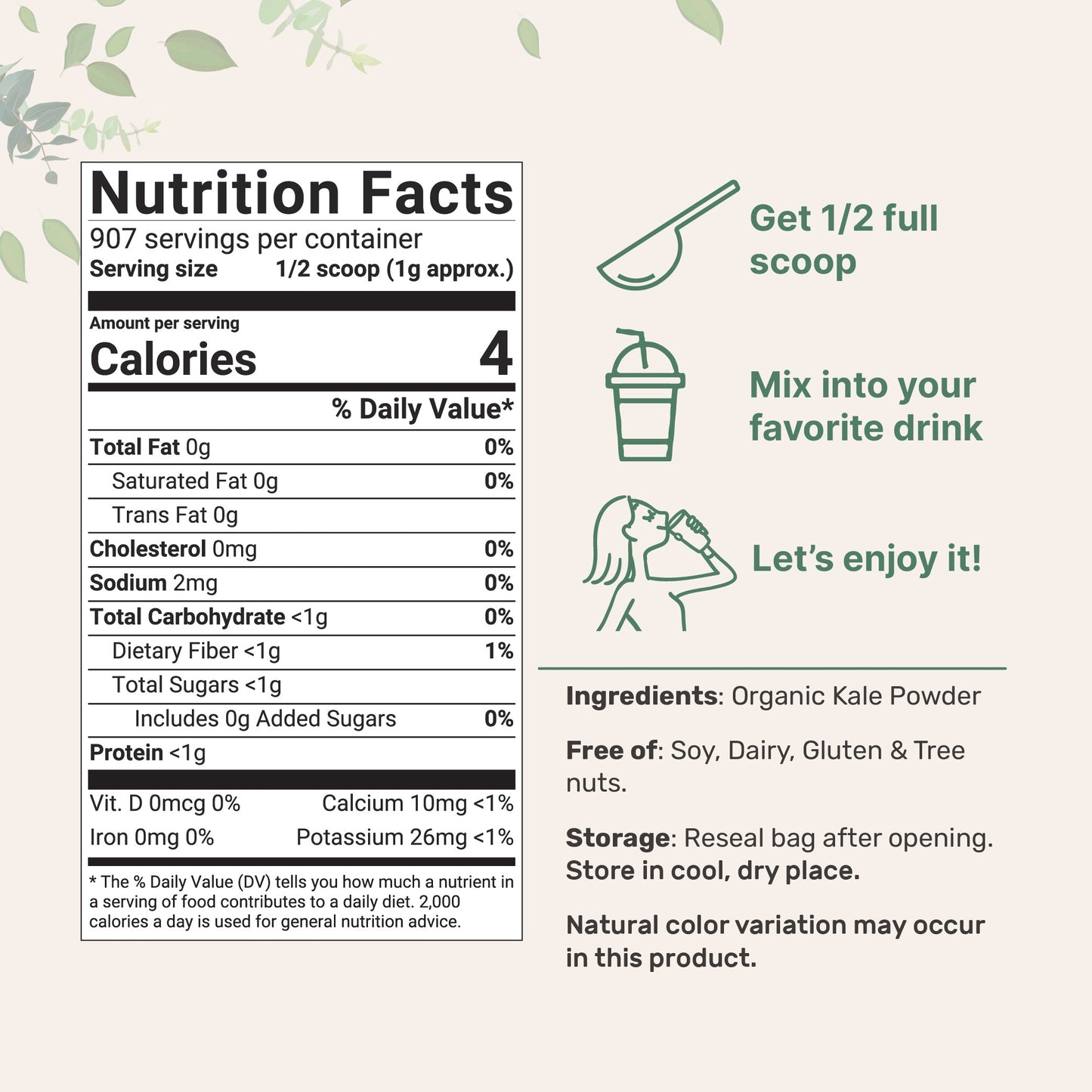 Micro Ingredients Organic Kale Powder, 2 Pounds