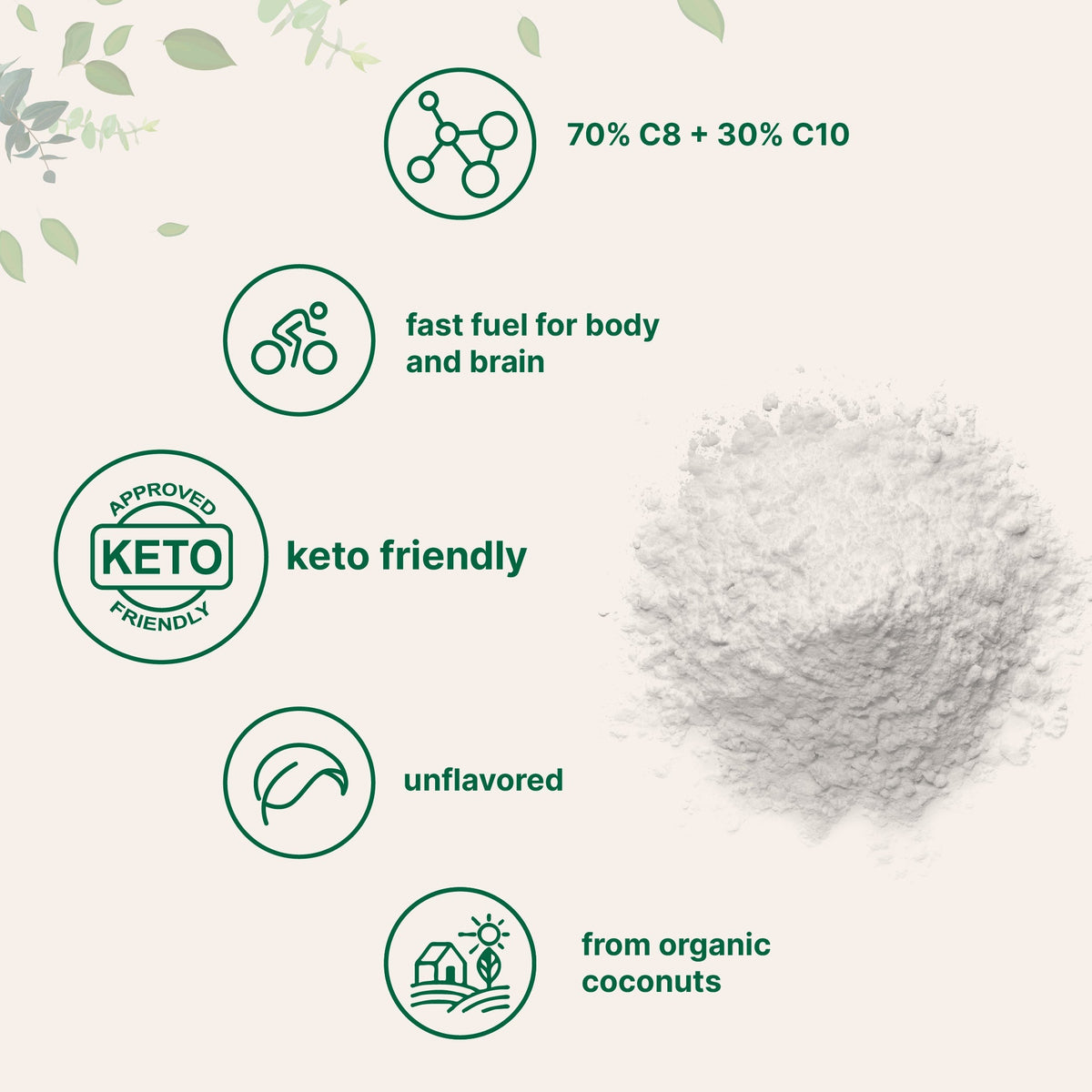 Micro Ingredients Organic MCT Oil Powder 1 Pound