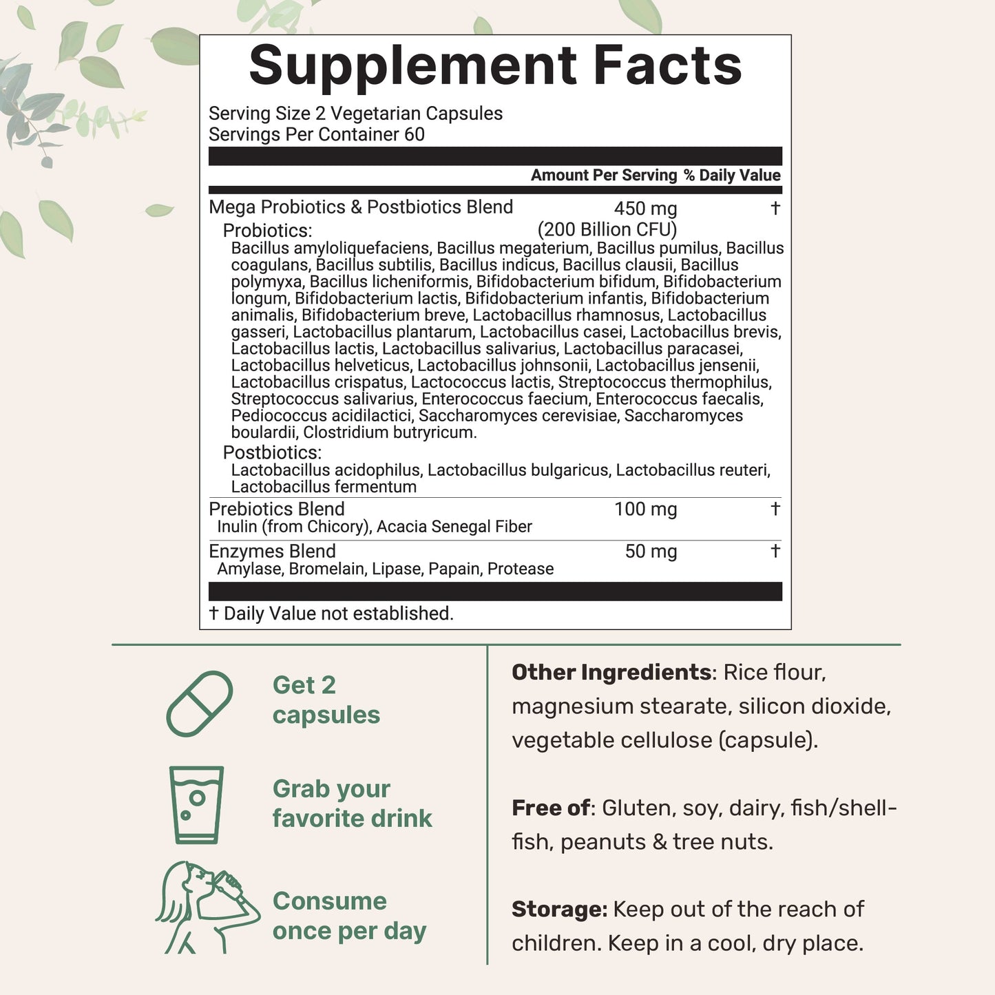 Micro Ingredients Mega Probiotics 200 Billion CFU, 120 Veggie Capsules