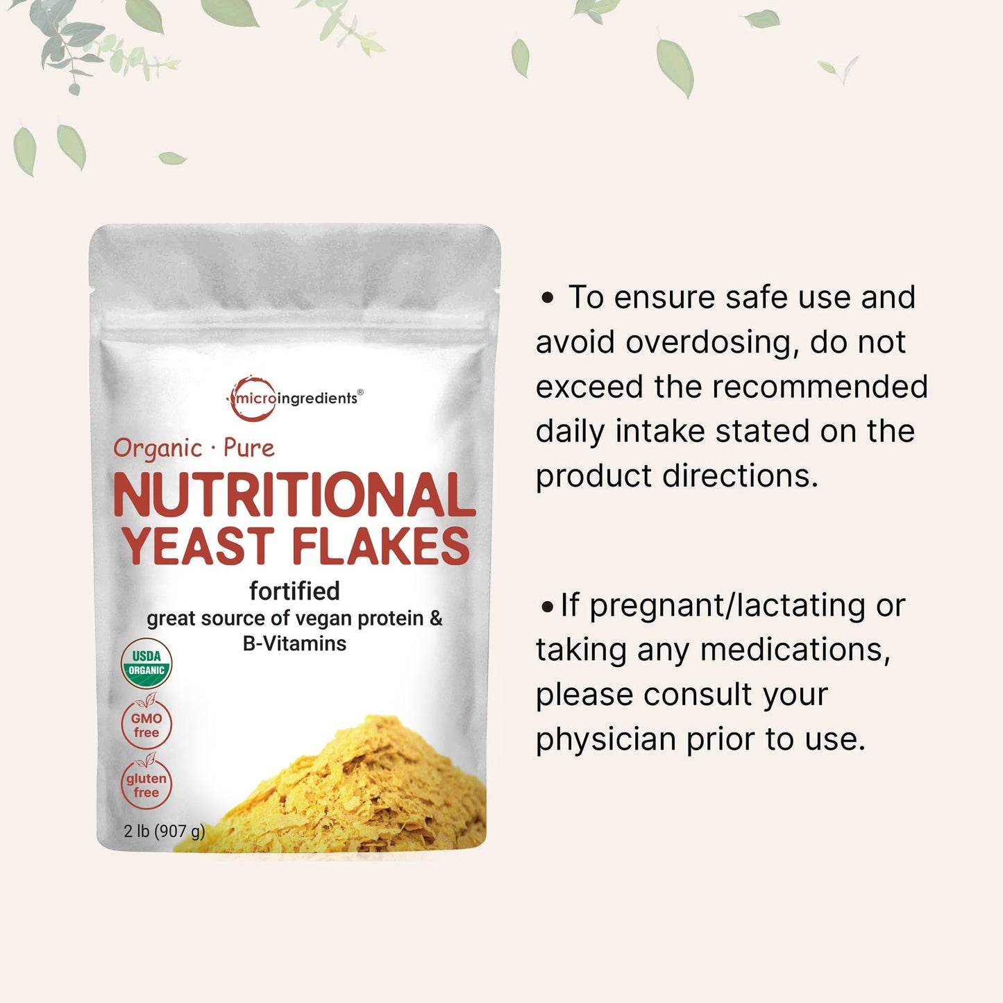 Micro Ingredients Organic Fortified Nutritional Yeast Flakes - Gluten Free