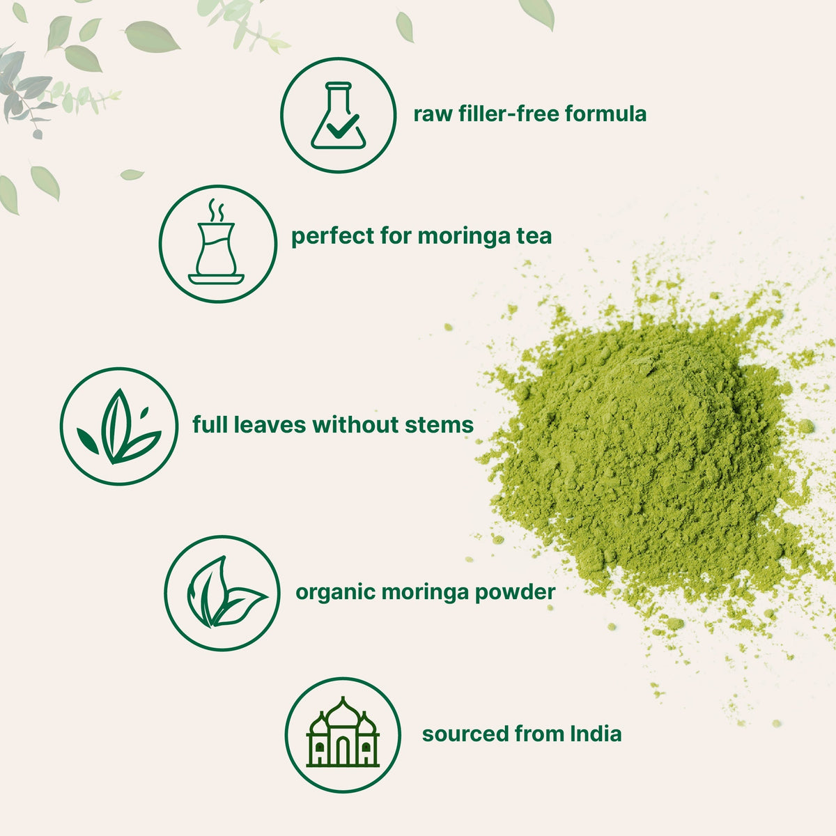Micro Ingredients Organic Moringa Oleifera Leaf Powder, 1 Pound, Rich in Antioxidants & Immune Vitamins