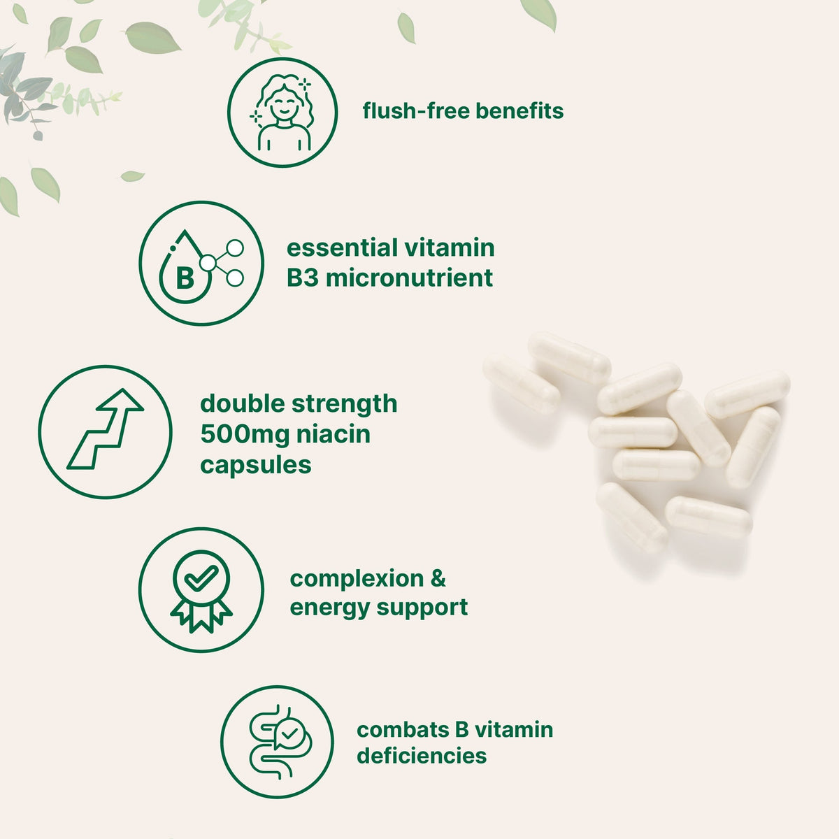 Micro Ingredients Niacin 500mg Per Serving, 400 Capsules | Flush Free B3 Vitamins