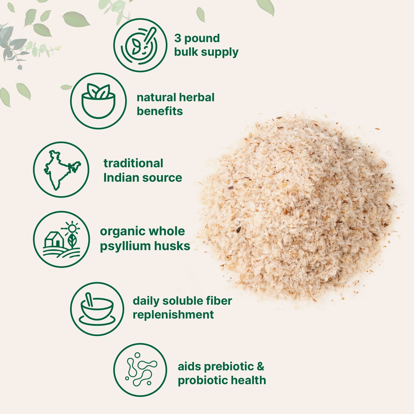 Micro Ingredients Organic Whole Psyllium Husks, 3lbs