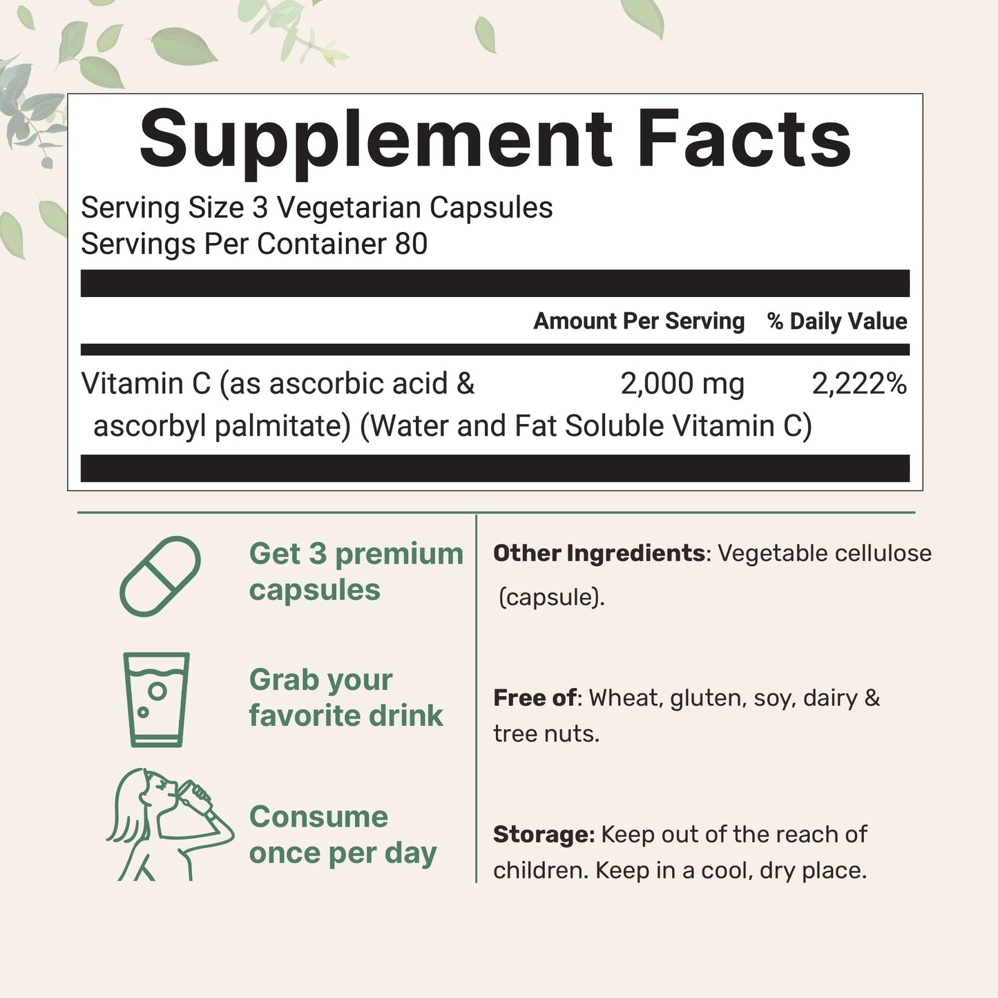 Micro Ingredients Pure Vitamin C 2,000mg, 240 Veggie Capsules