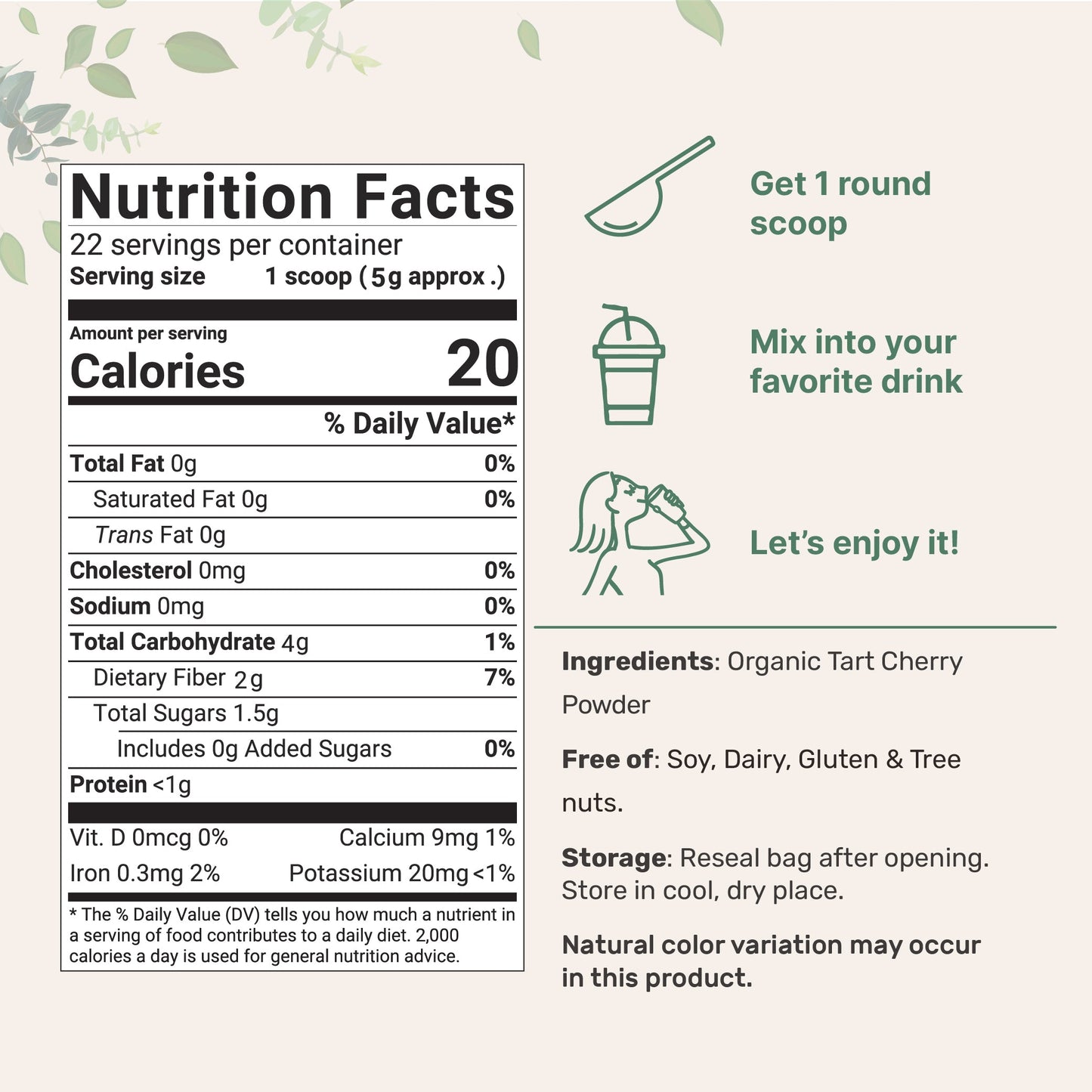 Micro Ingredients Organic Tart Cherry Powder - 4 oz