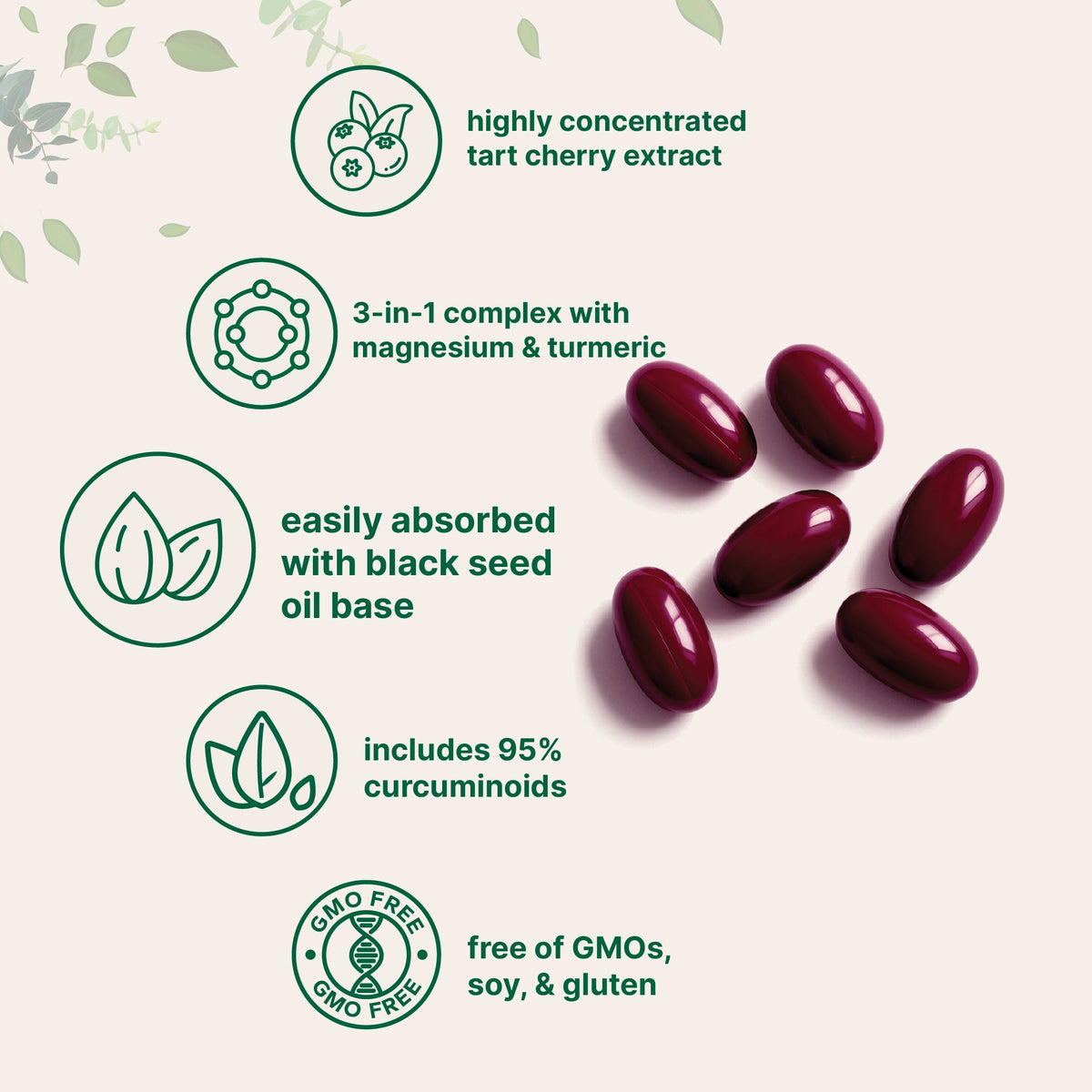 Micro Ingredients Tart Cherry+ with Black Seed Oil, 300 Softgels