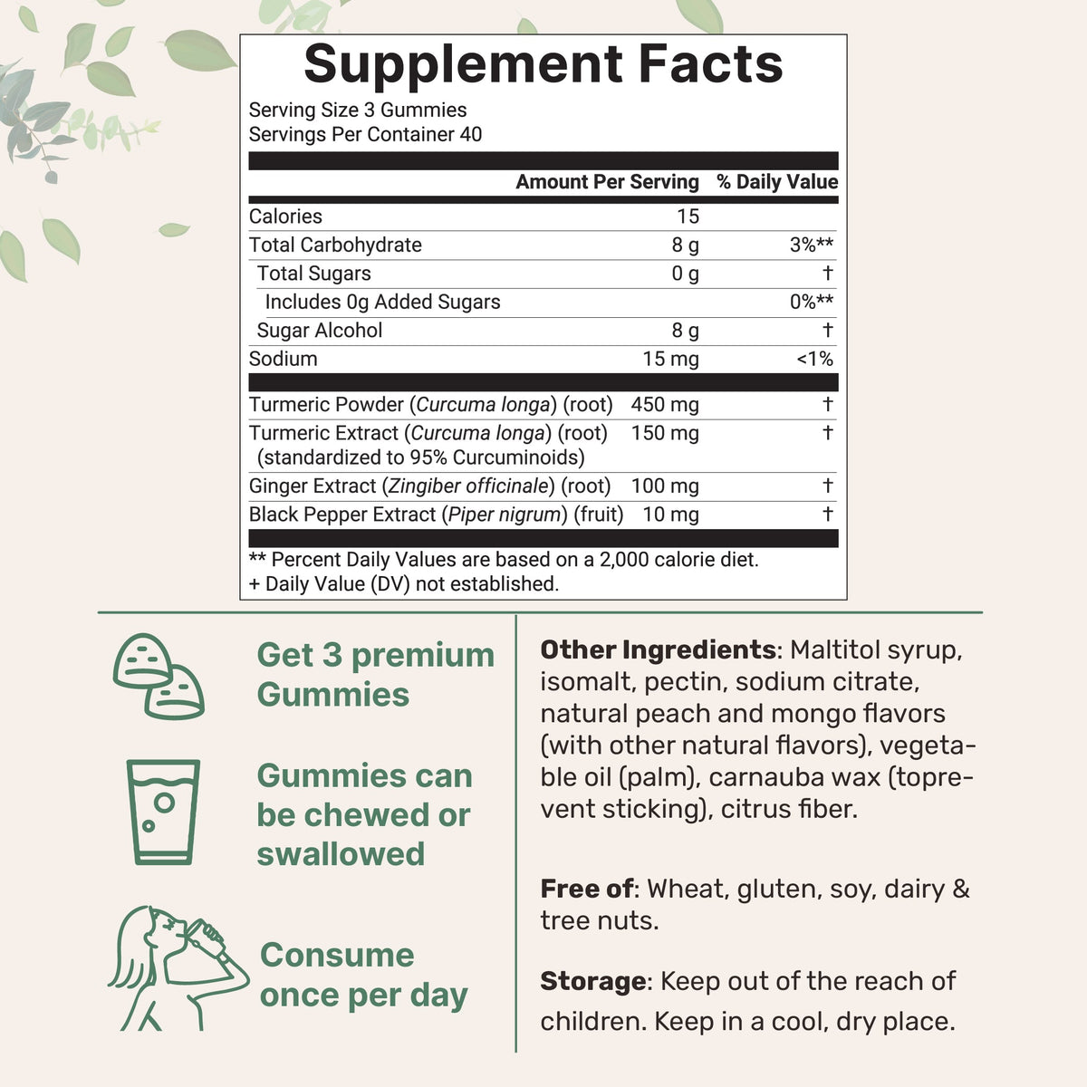 Micro Ingredients Turmeric Ginger Gummies, 120 Count