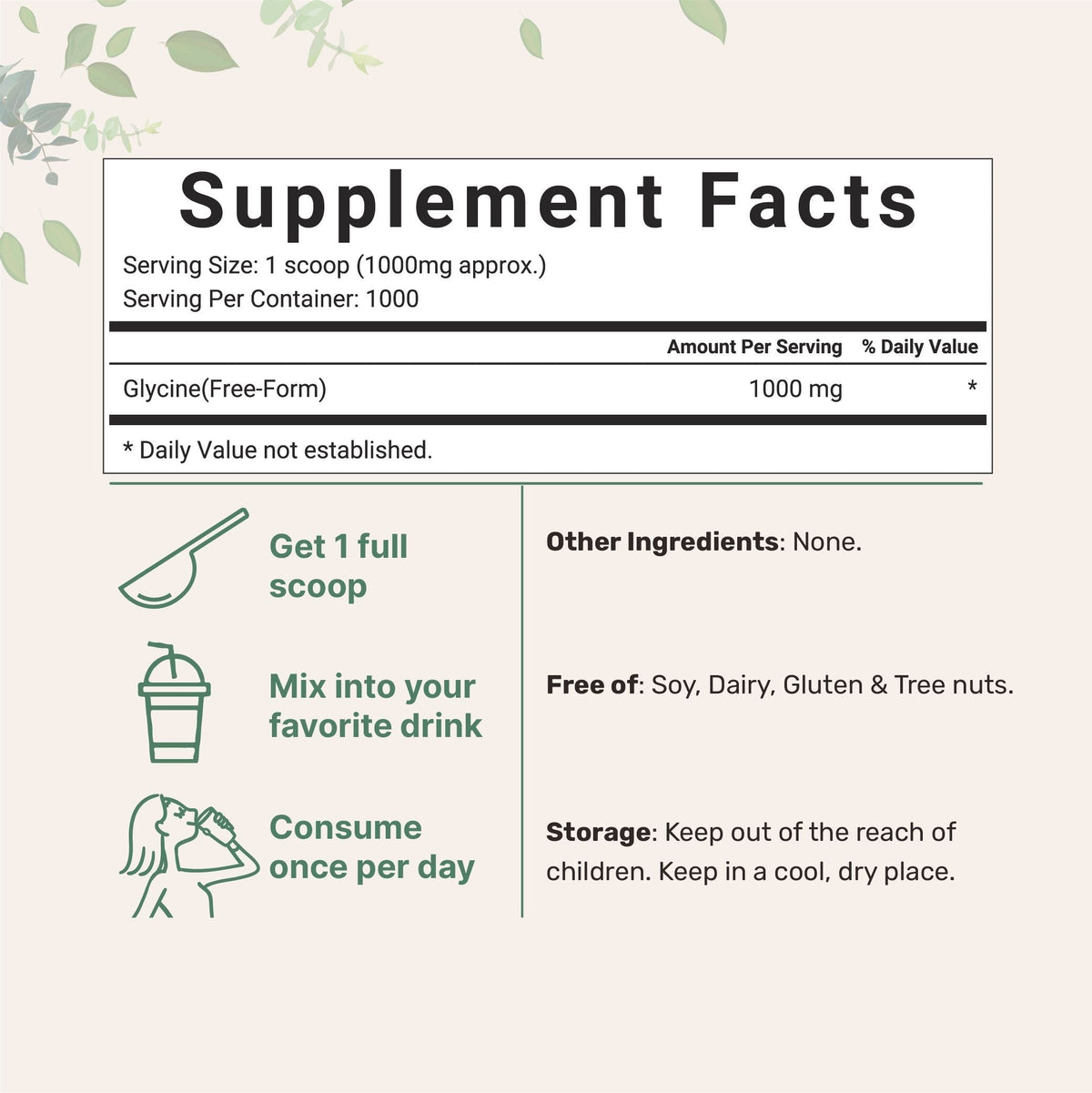 Micro Ingredients L-Glycine Powder, 1kg