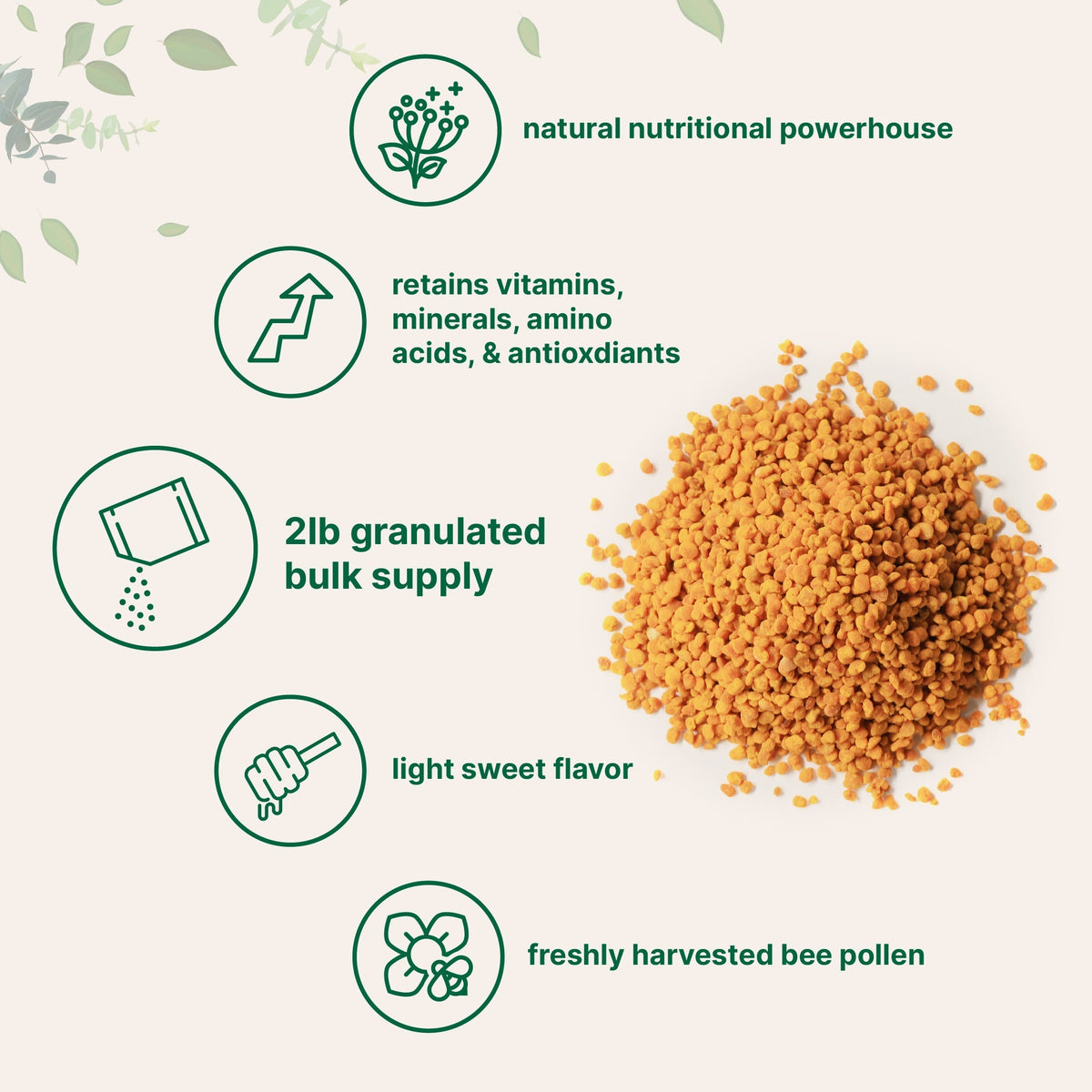 Micro Ingredients Fresh Bee Pollen Whole Granules, 2 Pounds
