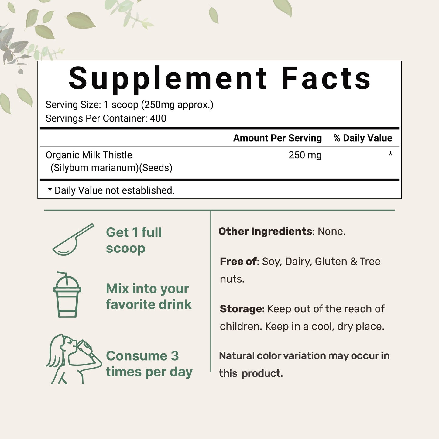 Micro Ingredients Organic Milk Thistle Powder