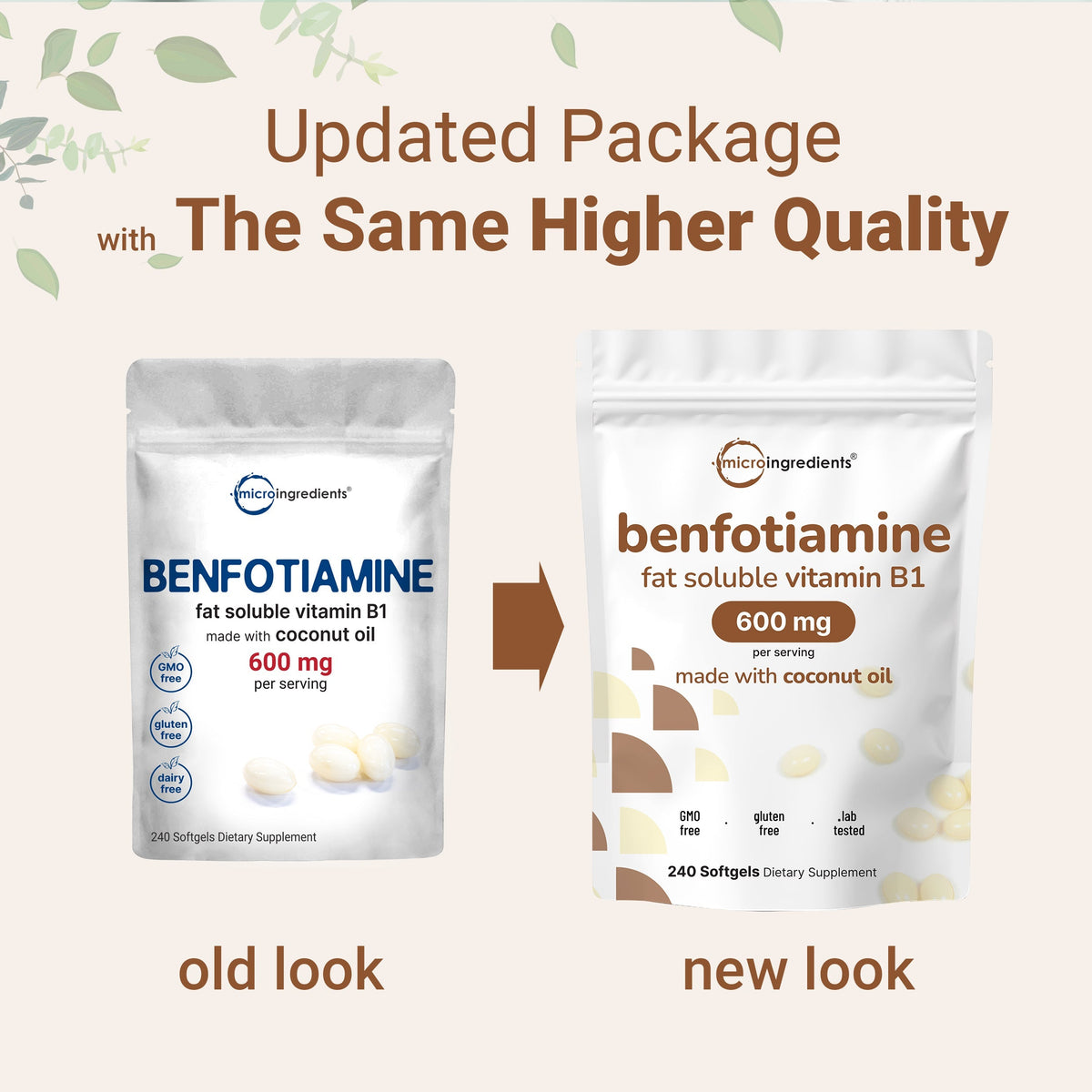 Micro Ingredients Vitamin B1 Benfotiamine, 240 Coconut Oil Softgels