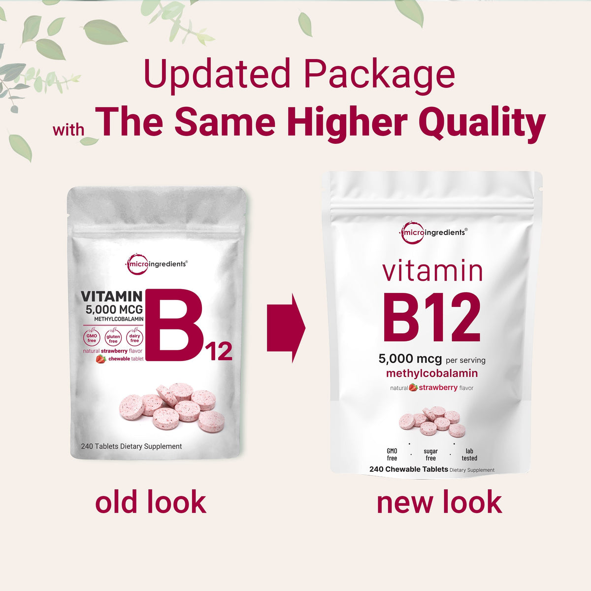 Micro Ingredients Vitamin B12 5000mcg | Methyl B12 Active Form – 240 Chewable Tablets