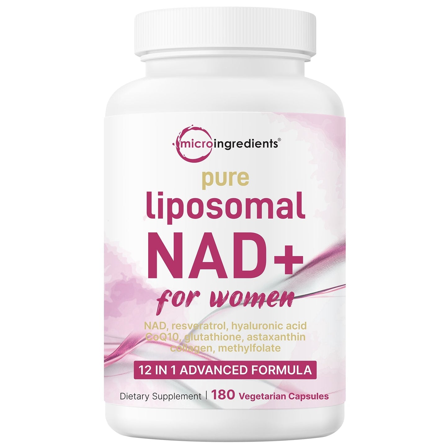 Micro Ingredients Pure Liposomal NAD+ for Women 9,000mg Equivalent, 180 Veggie Capsules