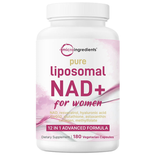Micro Ingredients Pure Liposomal NAD+ for Women 9,000mg Equivalent, 180 Veggie Capsules