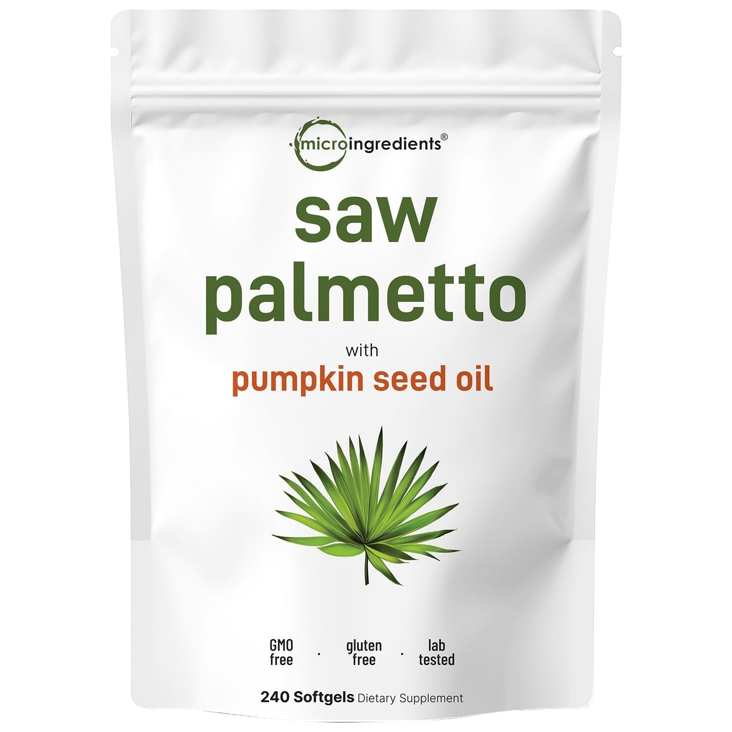 Micro Ingredients Saw Palmetto 4,800mg Equivalent with Pumpkin Seed Oil, 240 Softgels