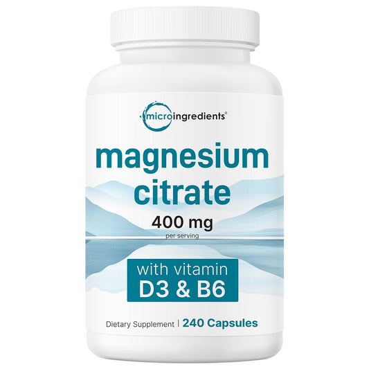 Micro Ingredients Magnesium Citrate with Vitamin D3 & B6, 240 capsules