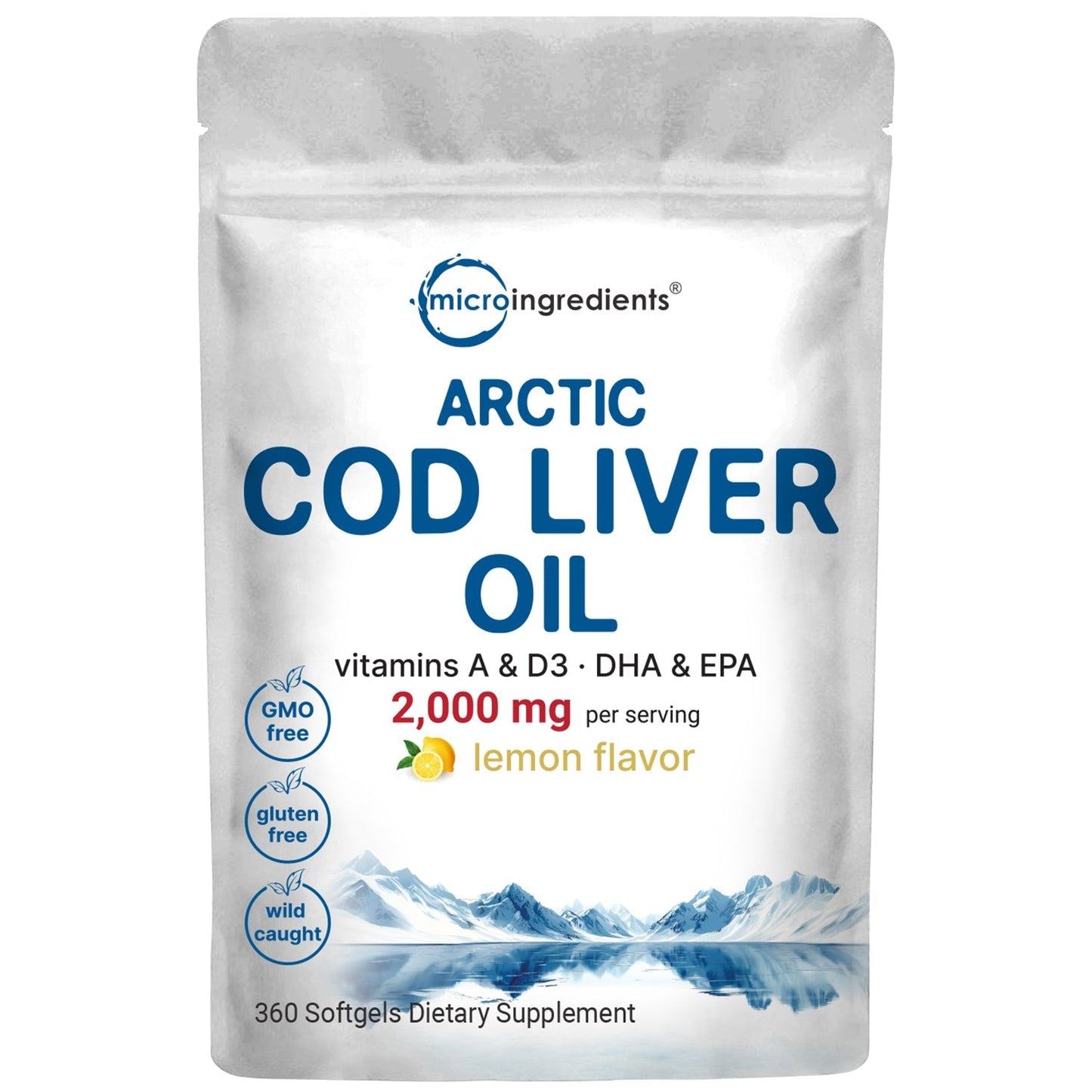Micro Ingredients Cod Liver Oil 2000mg, 360 softgels