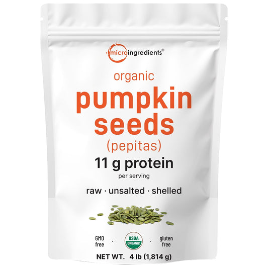 Micro Ingredients Organic Pumpkin Seeds, 4lbs, Raw, Unsalted, & Shelled
