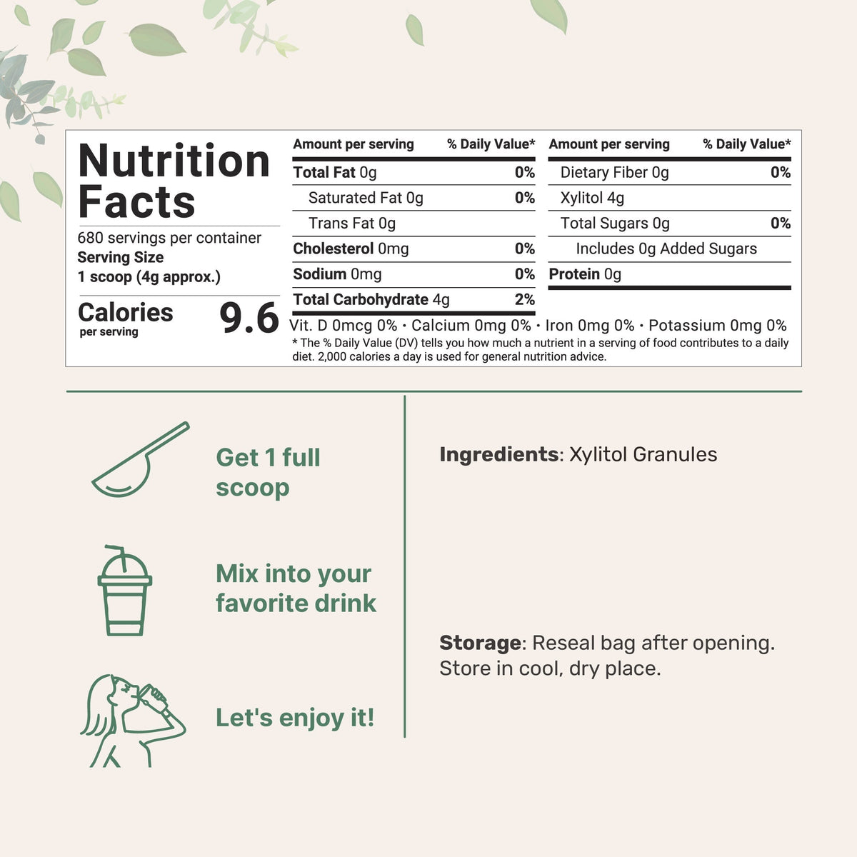 Micro Ingredients Xylitol Sweetener Granules, 6lb